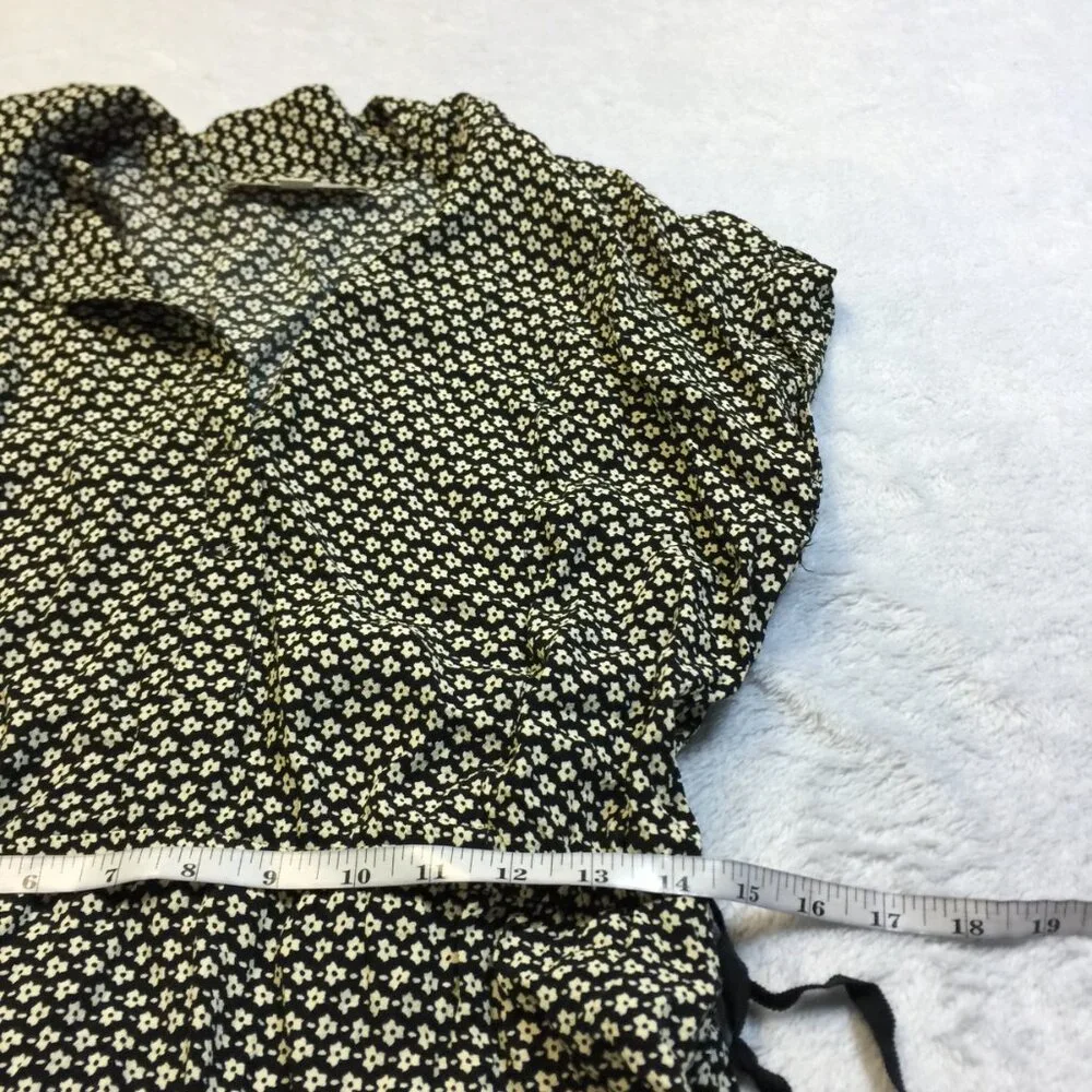 Ann Taylor Loft Mini Dress Size 8 Womans Black Floral Short Sleeve Elastic Waist - Picture 7 of 15